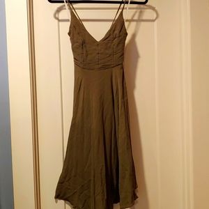 LULUS OLIVE GREEN TROULOS LACE UP MIDI DRESS